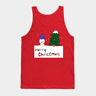 Merry Christmas, Snowman, Tree Tank Top